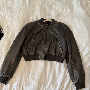Zara Black Bomber Jacket with Ribbed Cuffs